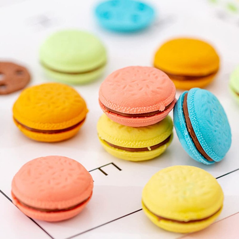 Operitacx 4 Boxes Macaron Erasers Cute Erasers Mini Colourful Erasers