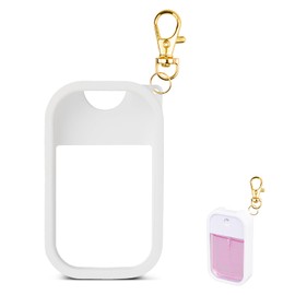 VANEST Silicone Case Compatible with Touchland Hand Sanitizer Spray, Protective Case with Keychain for Power Mist and Glow Mist 1 fl oz, Hand Sanitizer Spray Accessory (White, 1 Pack)