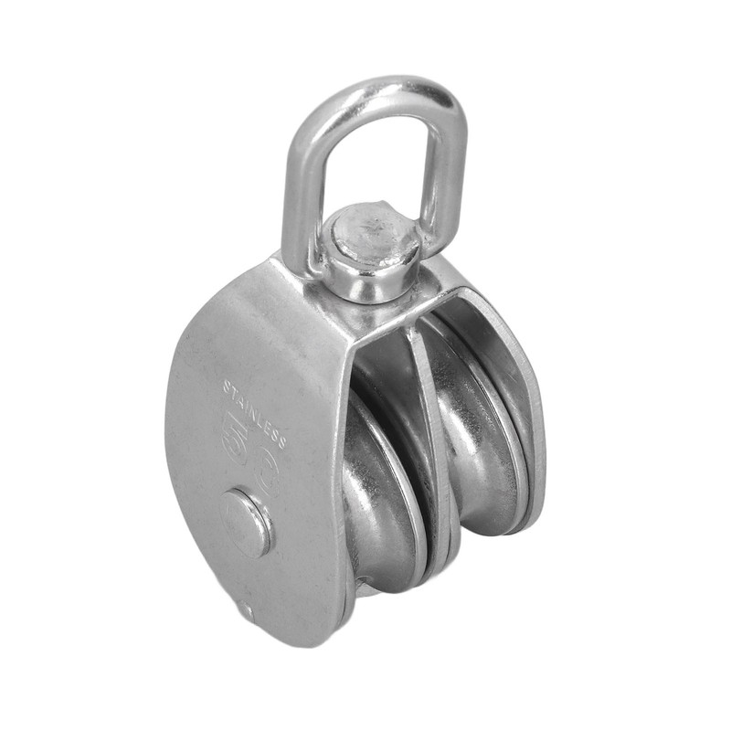 50mm/2.0in Marine Pulley Double Roller 400kg Loading 304 Stainless Steel