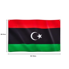Runesol Libya Flag, 91 x 152 cm, 4 Eyelets, One in Each Corner, Libyan Flag, Libyan Arab Jamahiriya, Libu, Premium Flags for Indoor and Outdoor Use, Vibrant Colours