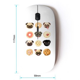 KOOLmouse [ Optical 2.4G Wireless Mouse [ Pug Puppy Cookie Cute White Pattern ]