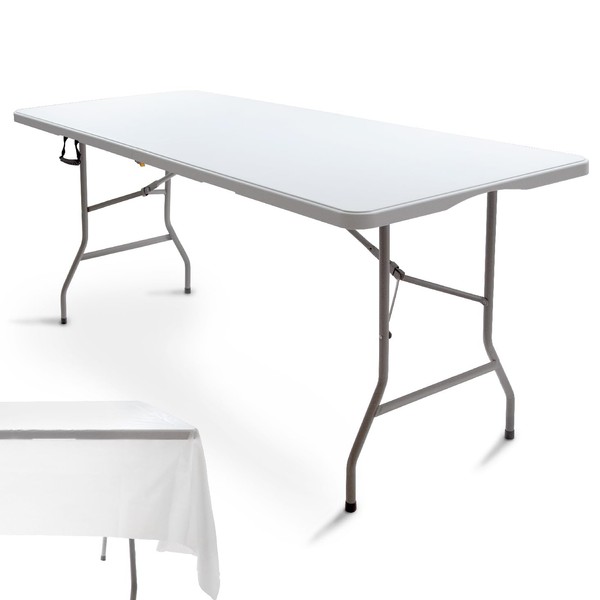 CARTMAN Folding Table, Picnic Table, Portable 6 Foot Table, Fold-in-Half