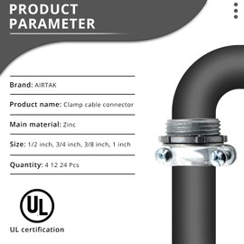 AIRTAK 1 Inch Clamp-Type Cable Connectors for Metallic Conduit, Silver-Zinc Plated, Heavy-Duty Cable Protection for Electrical Wires.(4Pcs)