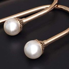 Coolnice 4 Pack Curtain Holdbacks Wall Mounted Curtain Tiebacks Hooks Plastic Pearl U Shape Curtain Tiebacks with Screws Curtain Ties for Home Office-Gold