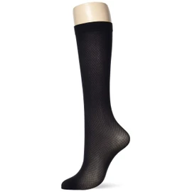 Gunze Tuche Women's Mini Diamond Pattern, Below Knee Length, Same Color, 2 Pairs Set, Black