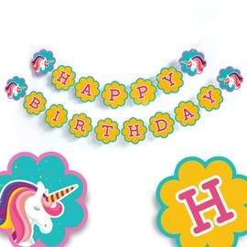Unicorn Birthday Party Banner Unicorn Happy Birthday banner Unicorn Birthday Sign Unicorn Birthday Happy Birthday Banner Unicorn party Decorations yellow pennant banner unicorn theme