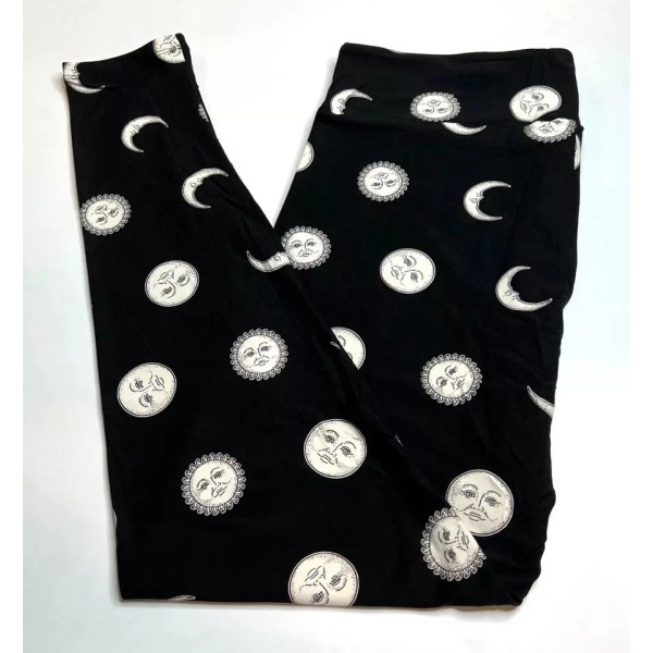 LuLaRoe OS Lularoe Leggings Sun Moon Phases on Solid Black