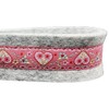 Schlüsselanhänger Schlüsselband Wollfilz hellgrau Webband Herzen Flower Love rosa Geschenk