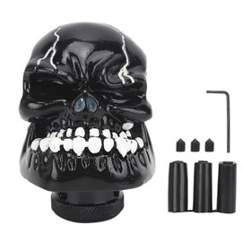 Skull Gear Stick Knob,10Mm Skull Gear Knob,Automotive Gear Shift Knobs,Skull Head Stick Manual Shift Knob Lever Modified Shifter Gear 8Mm / 10Mm/12Mm Adaptersblack (Black)