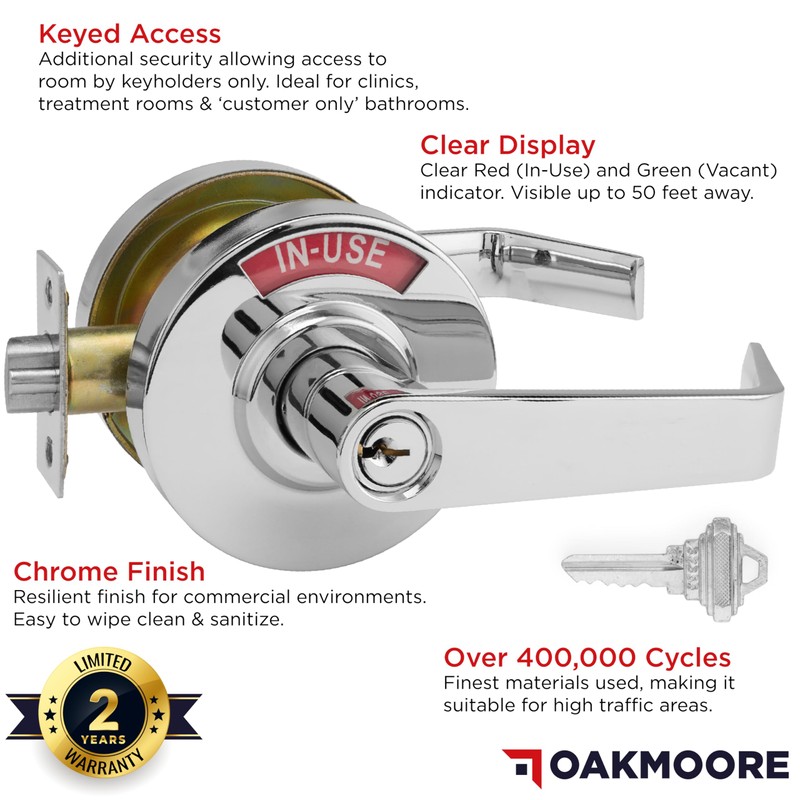 Keyed Entry Commercial Door Handle Chrome | Heavy Duty Commercial