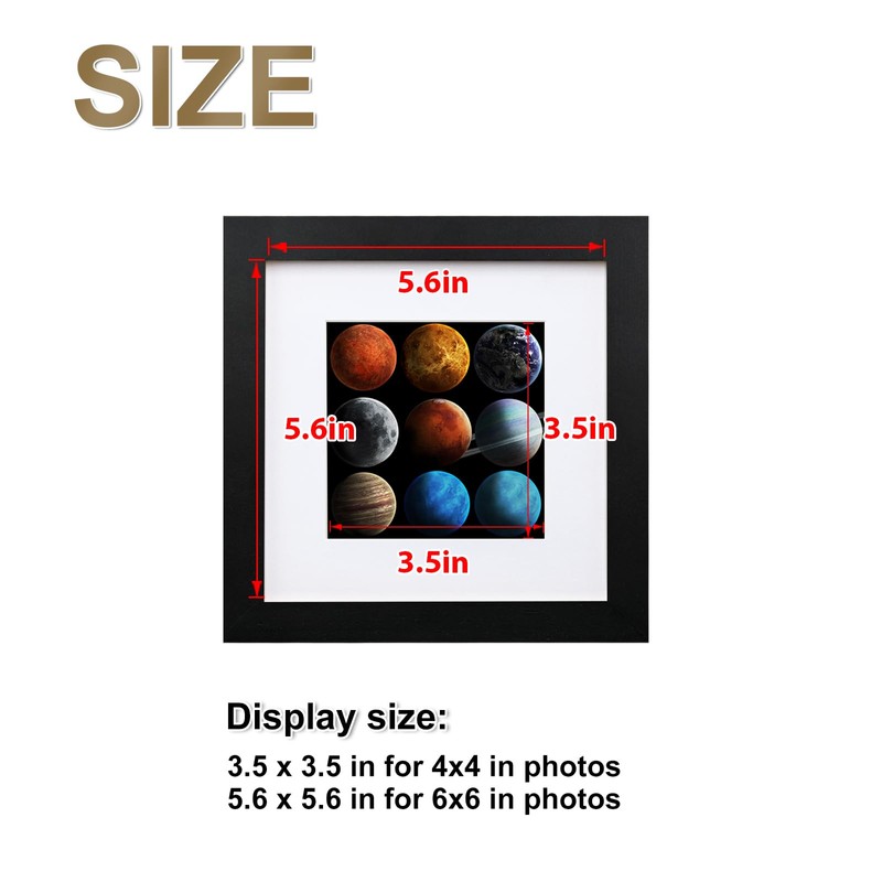 EGOFINE 6x6 Black Photo Frames Set of 4 - Made