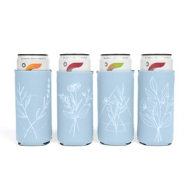 Loco Llama - 10 Set Slim Wedding Can Coolers - Wedding Favors for Guests - Bridal Shower Decorations - Wedding Rehearsal Dinner - Engagement Party - Bridesmaid Proposal Gifts - Boho - Dusty Blue