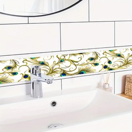 HOMETITUTE Wallpaper Border Peel and Stick Decorative Wall Trim Self Adhesive Rococo Style Accent Strip for Living Room Bedroom Study Mirror Frame Hallway 4x196 Inch Elegant Gold Green Baroque Design