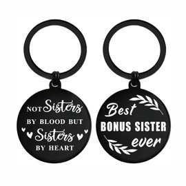 Yobent to My Step Sister Gifts, Best Bonus Sister Ever Birthday Graduation Keychain for Women Girl, Stepsister Key Chain