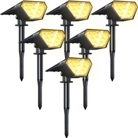 Biling Solar Spot Lights Outdoor, Bright 700 Lumen Solar Outdoor Lights IP67 Waterproof Adjustable House Lights for Patio Pathway Yard Garden Driveway Tree - Warm White(6 Pack)