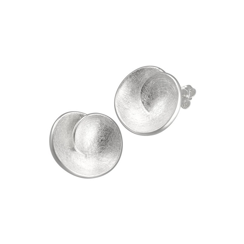 Vinani Ohrstecker Kreis Design gebürstet glänzend Sterling Silber 925 Ohrringe