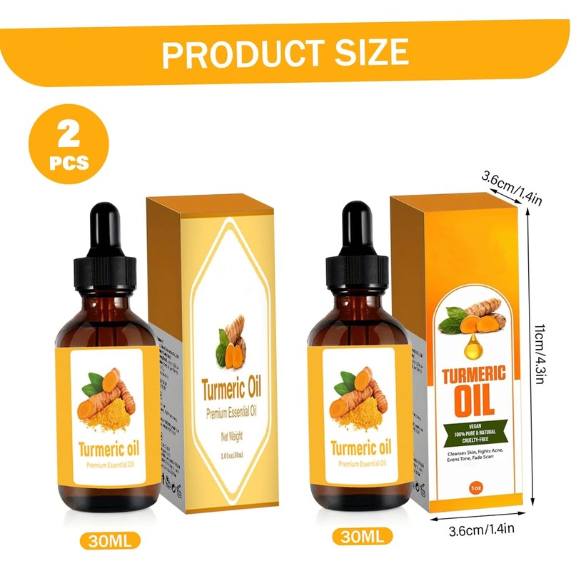Aceite de cúrcuma para rostro, juego de 2 paquetes, aceite