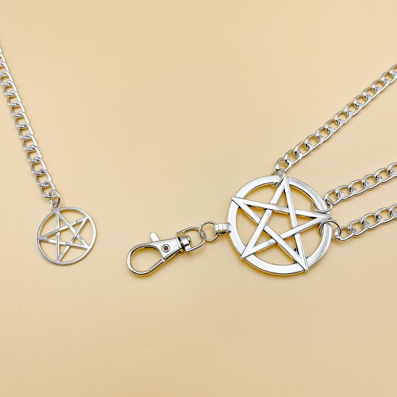 Fnirgexa Silver Multi-layer Star Chain Belt for Women, Adjustable Silver