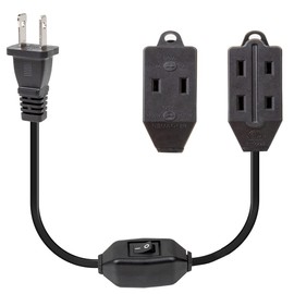 3 Outlet On/Off Switch Extension Cord [2-Feet], 3 Outlet Polarized Extension Cord with Switch 12A/125V for your Chargers/Lamp/Power Adapters etc, 16AWG Cord