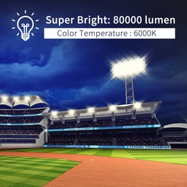 Onfochmy LED Flood Lights Outdoor, 800W(4750W Equivalent) 80000LM 6000K All Aluminum Shell IP66 Waterproof, 4 Heads Adjustable Wide Outside Lighting for Parking Lot, Yard, Street, Stadium