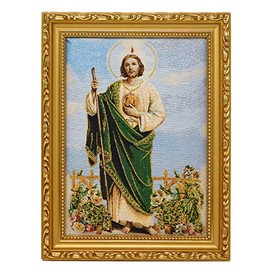 Gigi's Classy Kids St. Jude Cushioned Tapestry Picture Frame Wall Art San Judas Cuadro Tela 9" X 11"