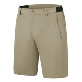 YSENTO Men's Golf Shorts 9 Inches Dry Fit Stretch Flat Front Dress Work Hiking Shorts Zipper Pockets Khaki 38