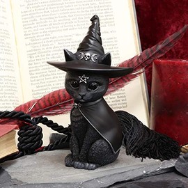 Nemesis Now Purrah Witches Hat - Figura de Gato Oculto, Color Negro, 13,5 cm