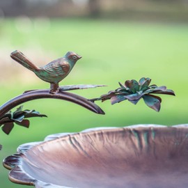 Zaer Ltd. Scallop Edge Metal Birdbath on Curved Branch Stand (Copper Color)