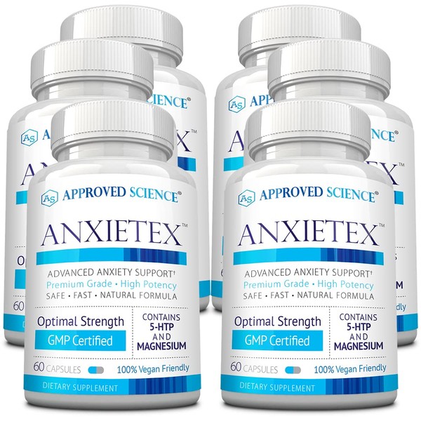 Approved Science Anxietex™ - Naturally Boost Mood - Promote Relaxation and Calm The Mind - L-Theanine and Magnesium - 360 Capsules - Vegan Friendly - 6 Month Supply