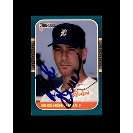 Mike Henneman Hand Signed 1987 Donruss Rookies Detroit Tigers Autograph