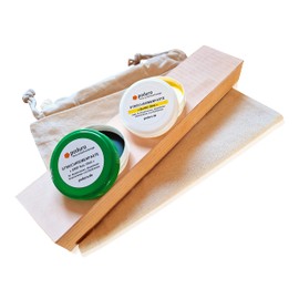 PODURO Double Stripping Leather Set with 2 Leather Sides and 2 Strop Pastes in Cotton Bag