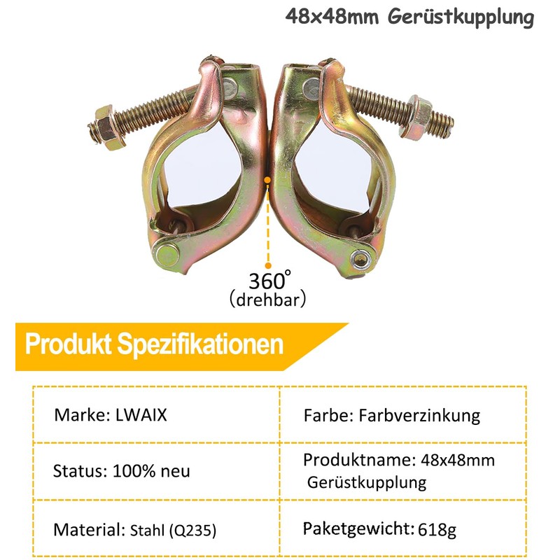 Swivel Coupling Scaffolding Coupling 48 x 48 mm Scaffolding Clamps