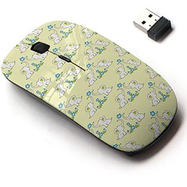 2.4G Wireless Mouse with Cute Pattern Design for All Laptops and Desktops with Nano Receiver - Cute Floral Elephants