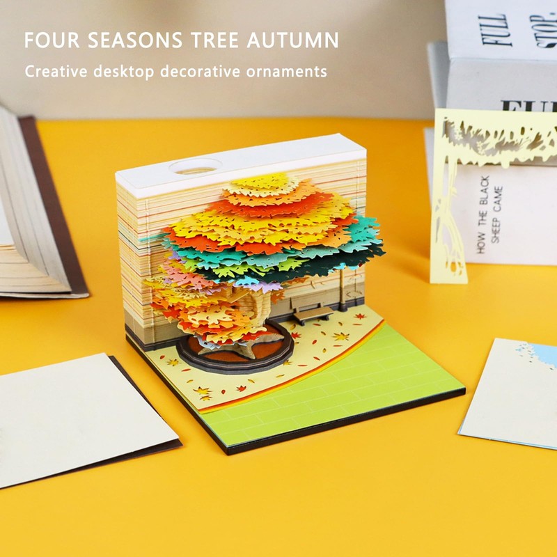 RSLIPIN 3D Memo Pad Tree House,Four Season Tree 240 Sheets