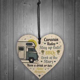 RED OCEAN Caravan Rules Novelty Hanging Plaque Home Decor Garden Sign Retirement Friendship Gift
