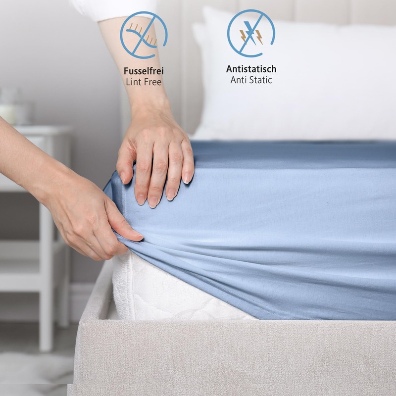 Komfortec Single Fitted Sheet 100% Cotton, 11 inch (30 cm)