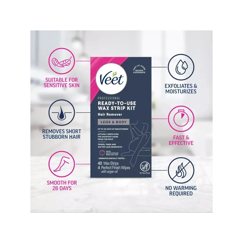 Veet 여성용 체모 제거용 VEET 슈가 왁스 스트립 비키니 제모
