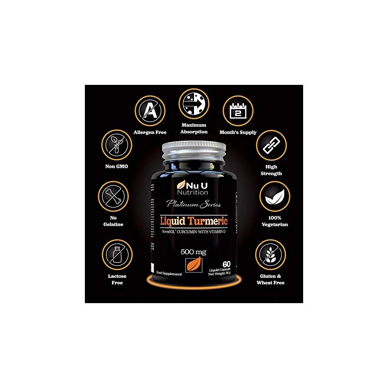 Turmeric Curcumin Capsules (Liquid) with Vitamin D | 185 More