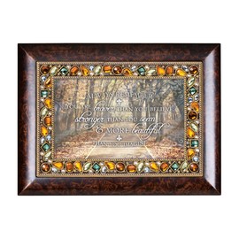 Cottage Garden Remember You are Braver Earth Tone Jeweled Music Box Plays Wind Beneath My Wings