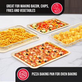 Bakken- Swiss Crisper Tray White marble Coating - 2-Piece Set, Non-Stick Basket Design for Healthier Cooking in Regular Ovens - Make Great Crispy Food, Bacon and More, Extra Large Size 19" x 13"