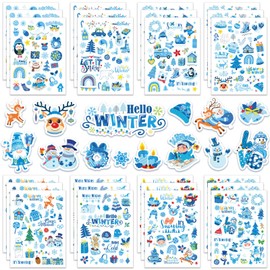 HOWAF 24 Sheets Winter Stickers,Winter Wonderland Decorations Snowman Snowflake Vinyl Sticker for Winter Christmas Label Stickers,Winter Theme Gift Tag Stickers,Winter Themed Water Bottle Stickers