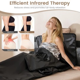 ARLIME Infrared Sauna Blanket, Portable Full-Body Home Sauna Blanket, Wraps, 90-180°F Temp Range, 30-90Min Timer, Carry Bag, 6ft x 3ft (with Sleeves)