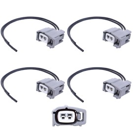 HiSport Fuel Injector Connectors Socket Plugs with Pigtail Harness Wires EV1, EV6, EV14, Compatible with Toyota 4 PCS 16AWG