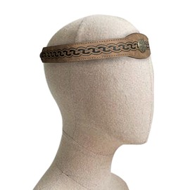 HiiFeuer Medieval Embossed Faux Leather Headpiece, Retro Renaissance Adjustable Headband, Cosplay Costume Accessories for LARP (Brown A)