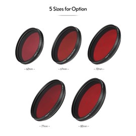 72mm Adjustable Infrared Filter IR Pass X-Ray Lens Filter Variable from 530nm to 750nm Compatible with Canon Nikon Sony DSLR Camera BBZY