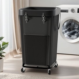 Knovkeey Laundry Hamper Laundry Basket with Wheels, Large Capacity Dirty Clothes Basket with Wheels, Suitable for Bedrooms, Bathrooms and Laundry Rooms (Black, 160L)