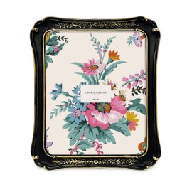 Laura Ashley (8x10 Vintage-Inspired Simple Ornate Picture Frame Black with Gold Edges, Horizontal & Vertical for Tabletop and Wall Display, Home Décor, Floral, Resin Frame (8x10, Black with Gold)