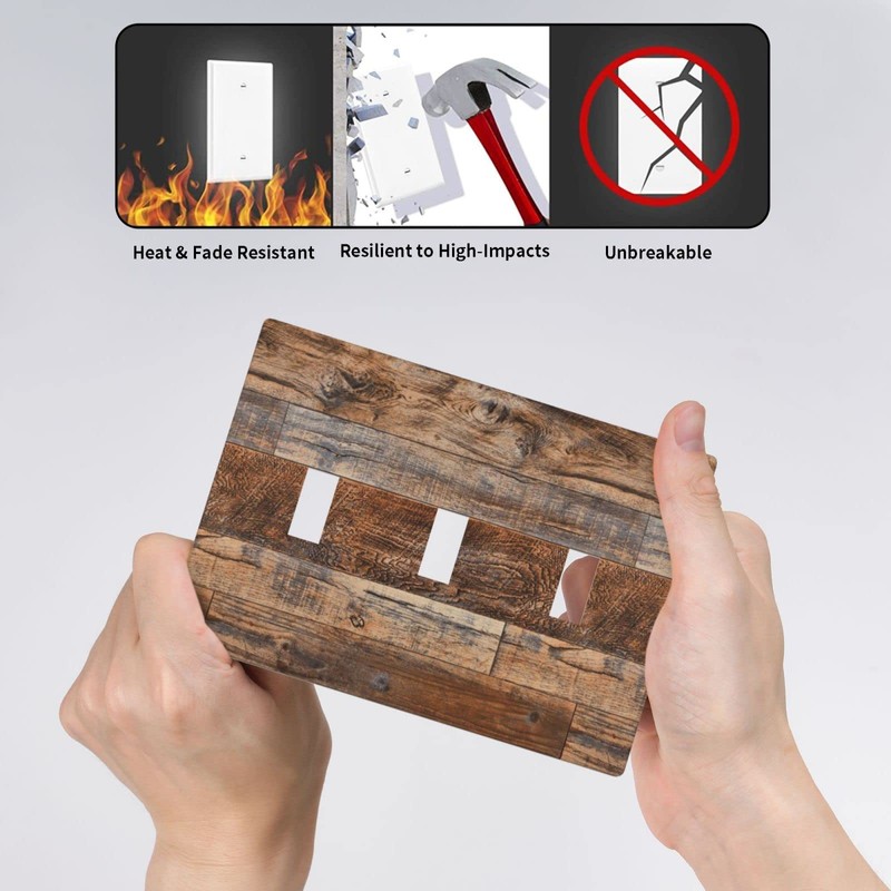 Brown Rustic Wood Triple Light Switch Cover Plate 3 Gang