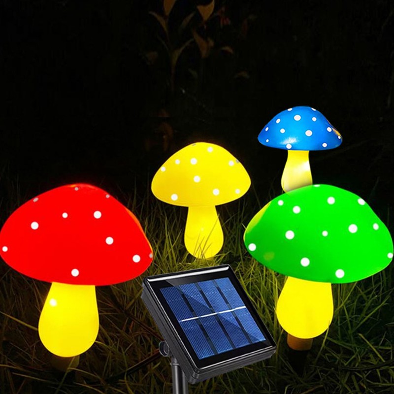 6PCS Solar Mushroom String Lights IP65 Waterproof LED Outdoor Mushroom