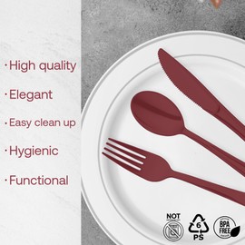 Smarty Had A Party 600 Red Disposable Plastic Party Knives Heavy Duty Disposable Plastic Knives for Events and Catering